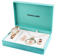 Excellanc Damen Geschenkset Armbanduhr Halskette und Ohrringe Weiß Rosé Farben0