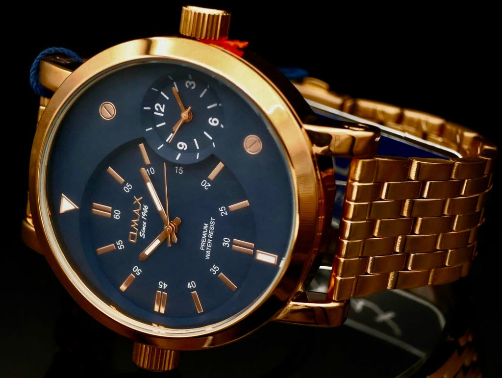 XXL Omax Monster Watch Herren Armband Uhr Rose XXL Dual Timer NEU1