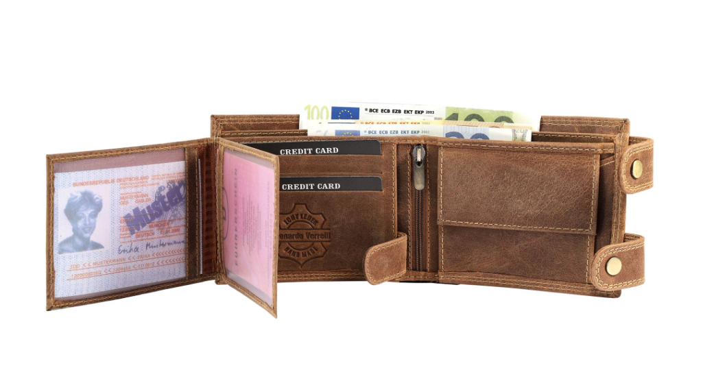 Leonardo Verrelli Büffel Leder Geldbörse Echtleder Portemonnaie "Trecker" NEU*1