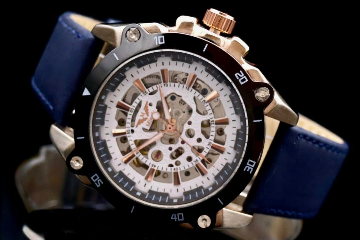 Minoir Herren Uhr Automatikuhr Armbanduhr Herrenuhr Lederband B-WARE1