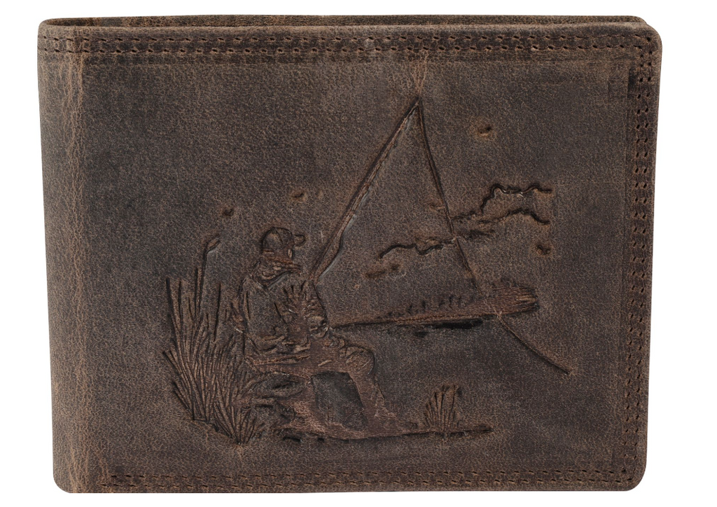 Akzent Leder Geldbörse RFID Echtleder Portemonnaie Geldbeutel Angler Braun 40