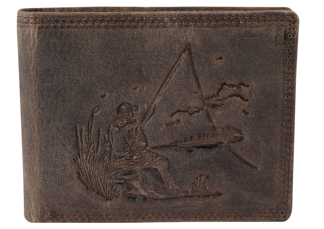 Akzent Leder Geldbörse RFID Echtleder Portemonnaie Geldbeutel Angler Braun 40