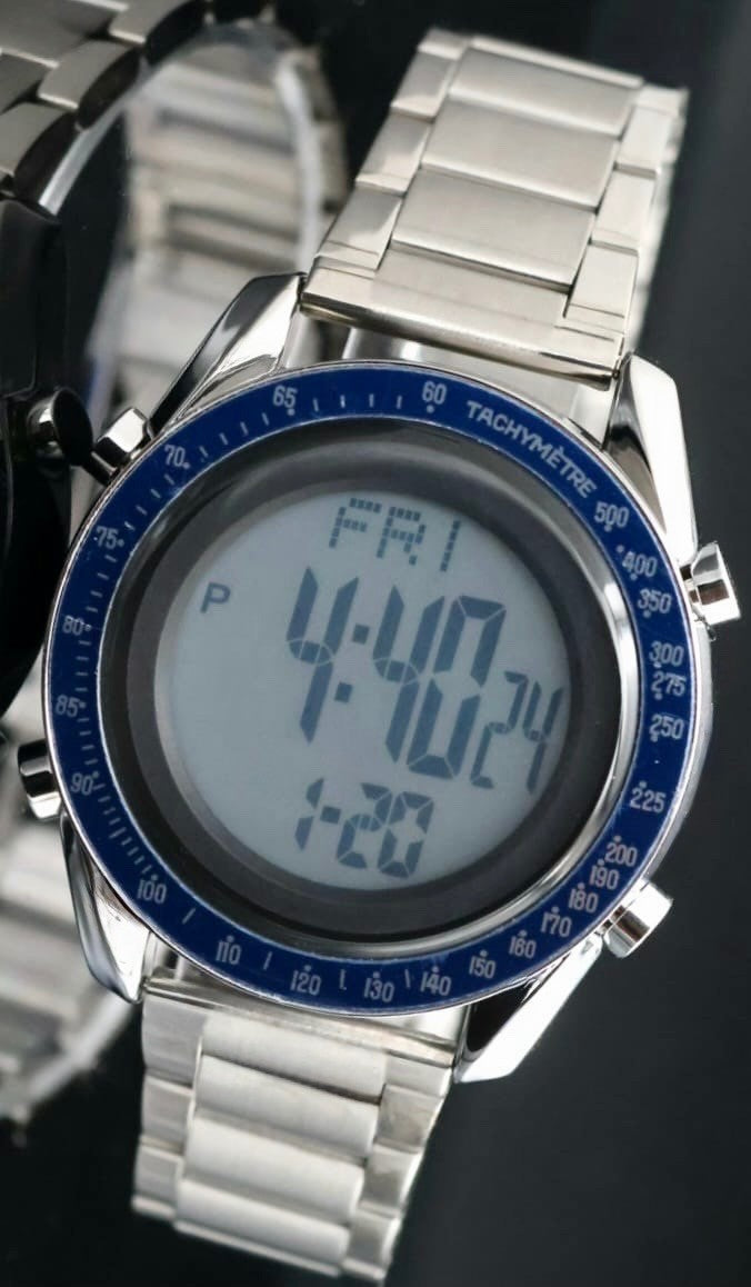 Klassische Digital Herren Männer Uhr Armbanduhr Blau Silber Farben 42mm NEU0