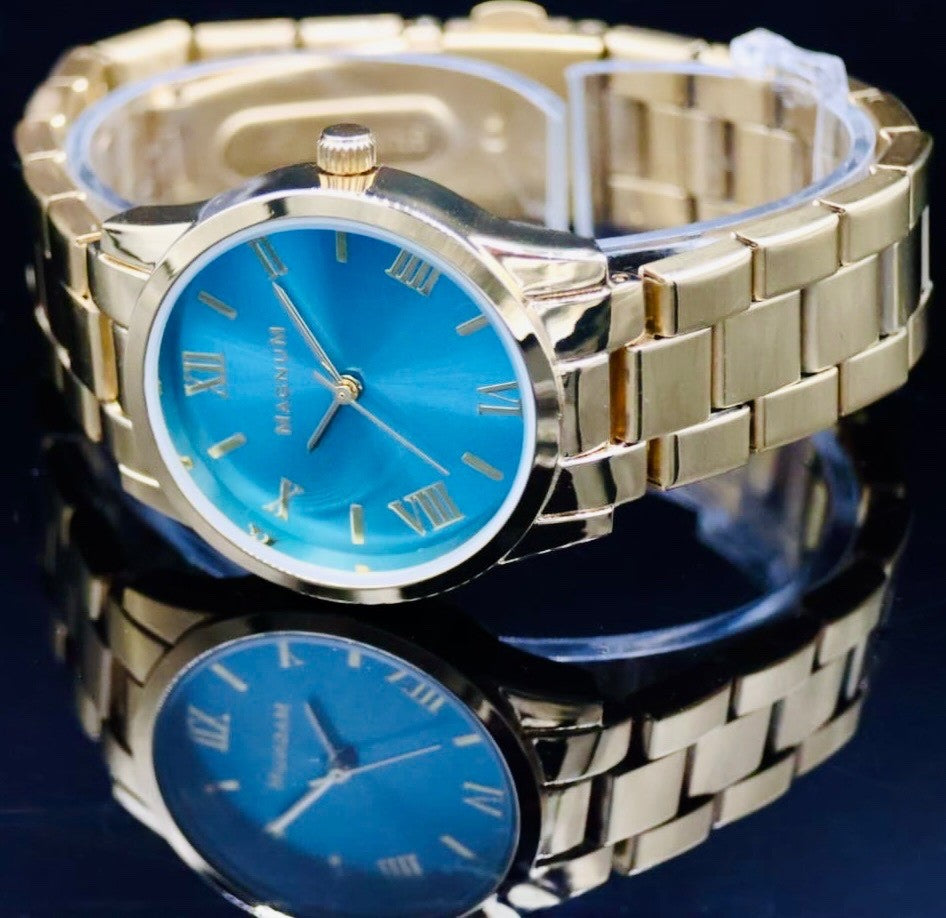 Excellanc Damen Armband Uhr Gold Türkis Farben Damenuhr #11