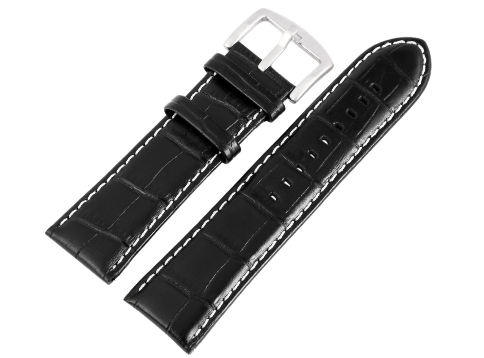 Steinmeister Uhrenarmband Ech Leder Armband Schwarz in Krokooptik 26 mm0