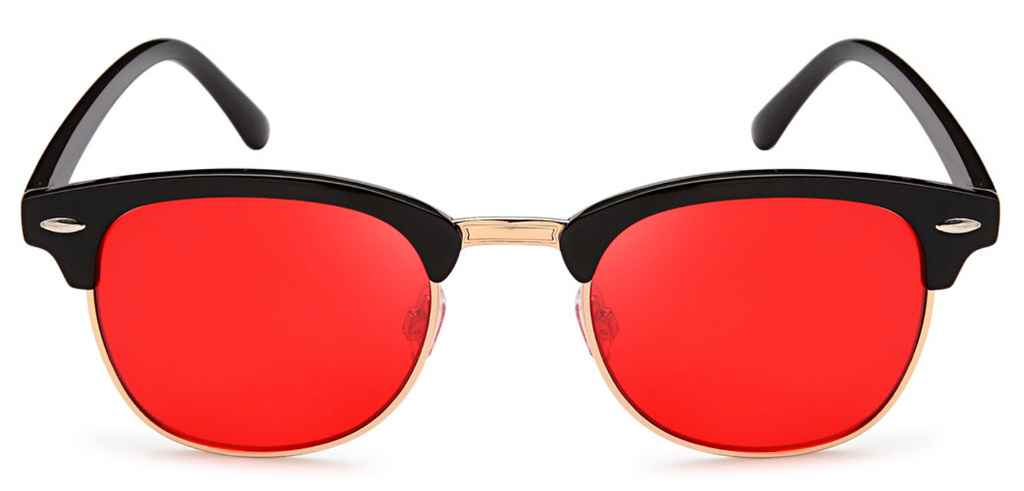 Gil Design Sonnenbrille Damen Herren UV400 Schutz Schwarz Rot getönt Neu + Etui1