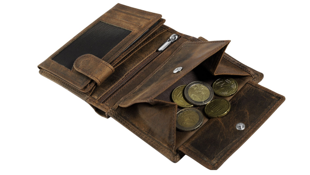 Akzent Leder Geldbörse RFID Schutz  Echtleder Portemonnaie Traktor Motiv Braun 13