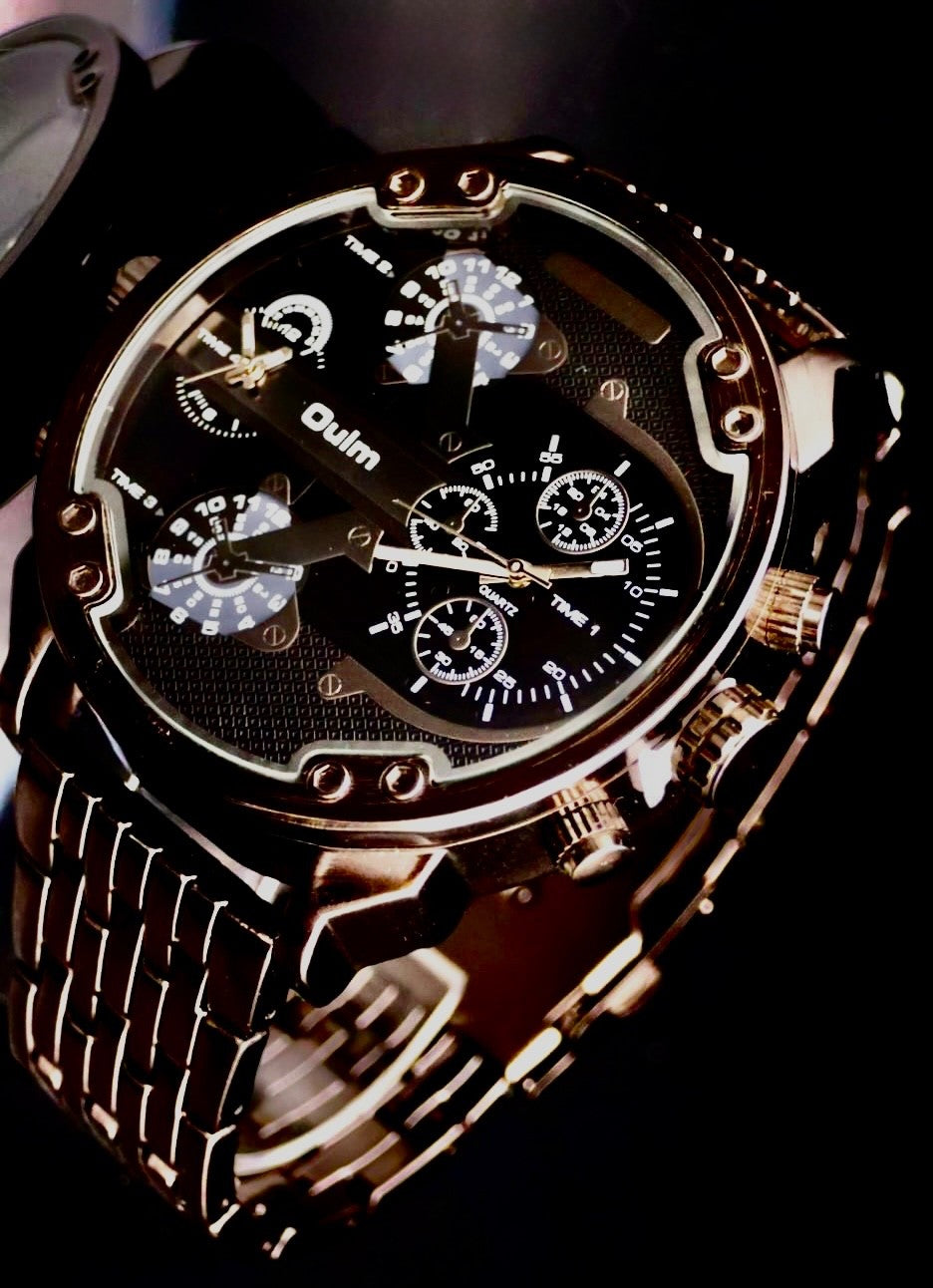 XXL Monster Watch Herren Armband Uhr  Dual Timer  Keramik Design Chrono Look *0