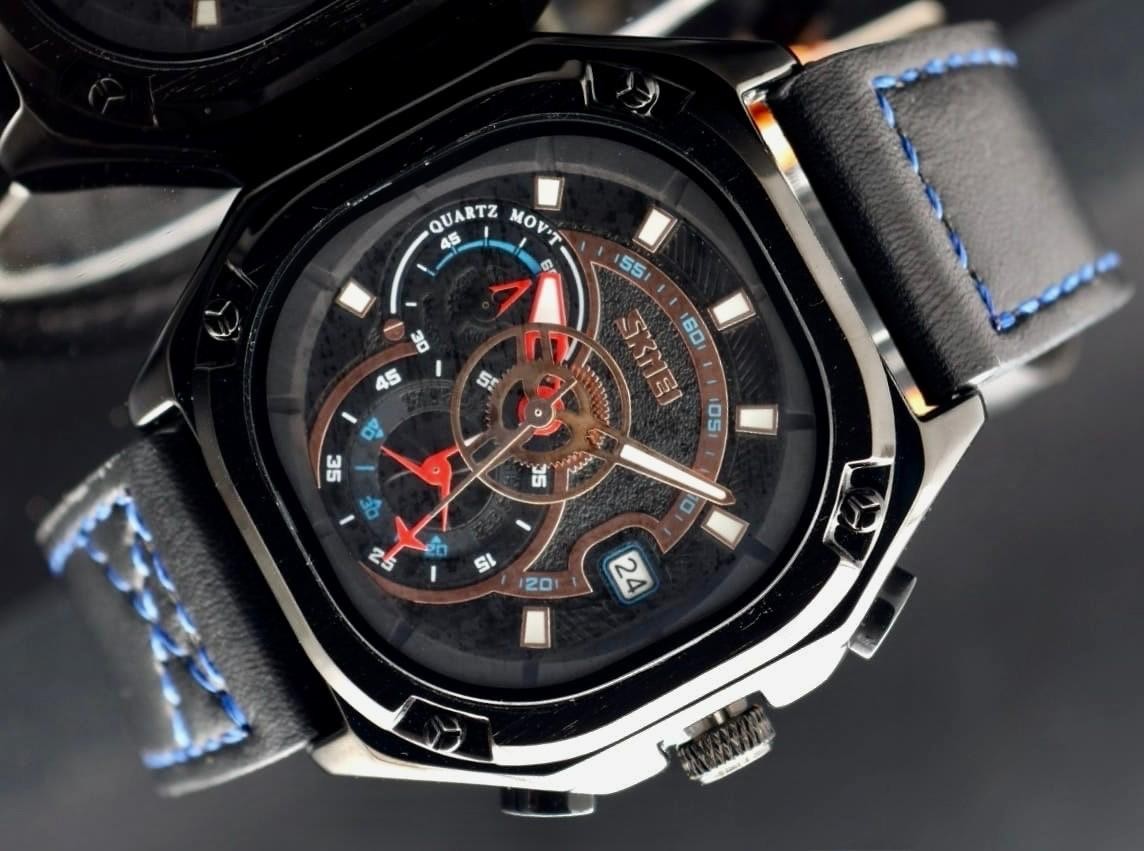 HERRENUHR - CHRONOGRAPH - SPORT - STOPPUHR - DATUM - LEDER -  SCHWARZ - 40MM1