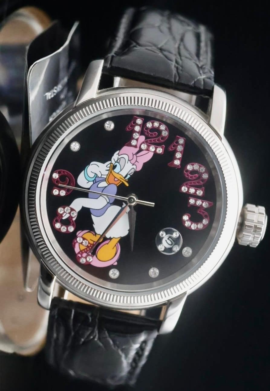 Disney Automatik Uhr Limitierte Edition Daisy Sammlerstück Retro VINTAGE Schwarz0