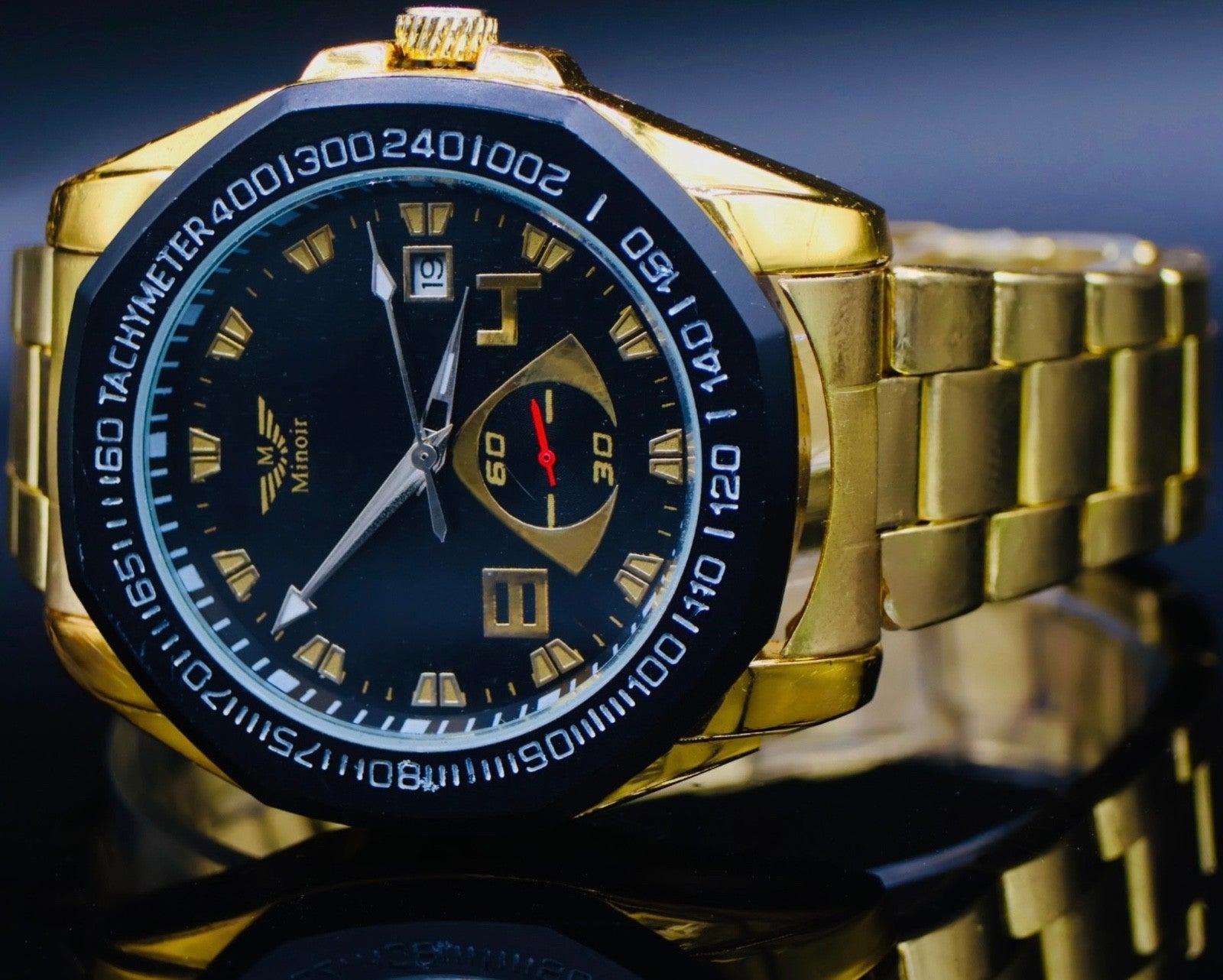 Edle Herren Uhr Automatikuhr Armbanduhr Minoir Herrenuhr mit Datumsanzeige #1