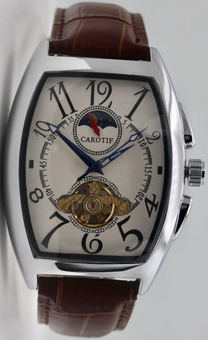 CAROTIF - AUTOMATIK - WATCH - TAG/NACHT ANZEIGE - WEISS - LEDER - NEU0