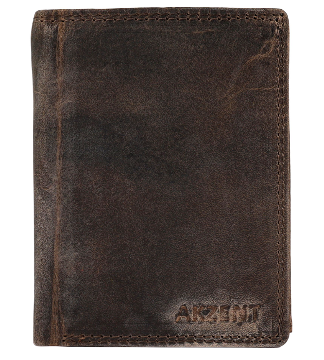 Akzent Basic Leder Geldbörse RFID Schutz Echtleder Portemonnaie Dunkel Braun Neu1
