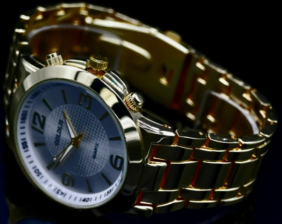 Mega Edle Herren Armband Männer Uhr Silber Gold Farben NEU1