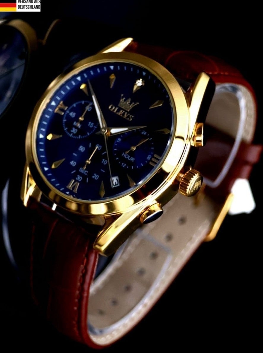 Edle Herren Männer Armband Uhr Chronograph Stoppuhr Datum NEU * 520