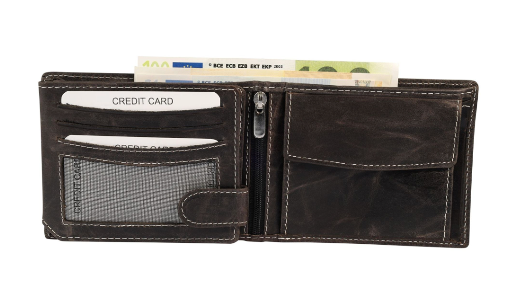 Akzent Unisex Synthetikleder Geldbörse Portemonnaie Geldbeutel dunkelbraun NEU0