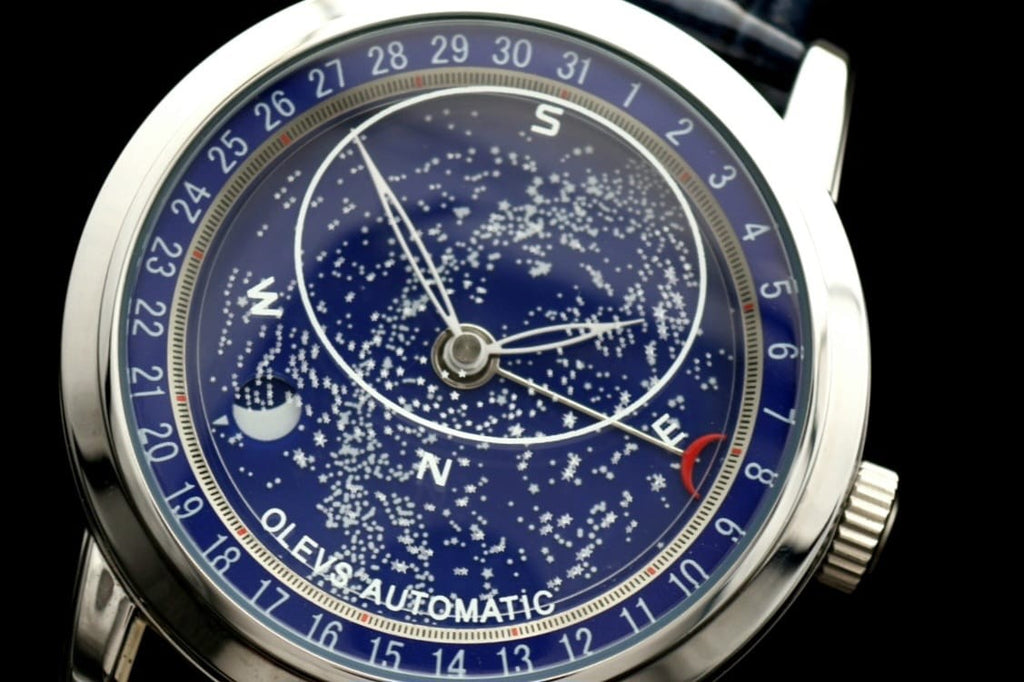 OLEVS Herren Automatik Uhr Herrenuhr Blau Silber Farben animiertes Ziffernblatt4