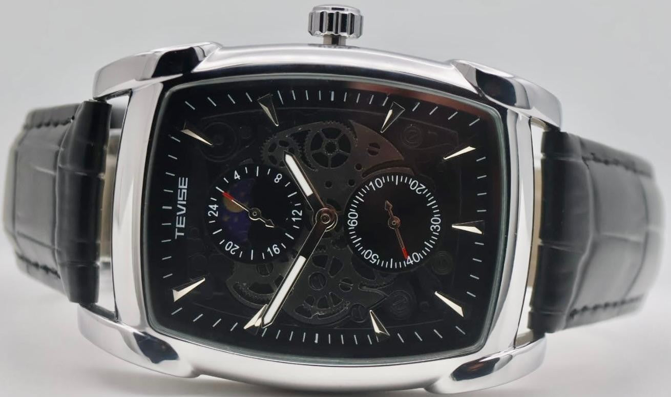 TEVISE - QUARZ - ARMBAND - UHR - LEDER - 12H ANZEIGE - LEUCHTZEIGER - NEU1