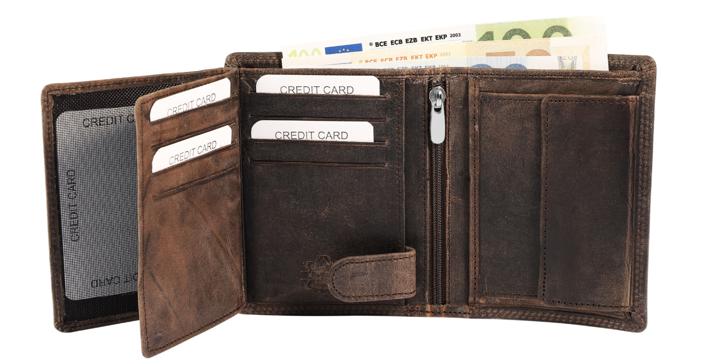 Akzent Basic Leder Geldbörse RFID Schutz Portemonnaie Dunkel Braun Segelschiff2