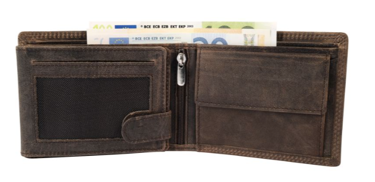 Akzent Leder Geldbörse RFID Echtleder Portemonnaie Geldbeutel Jäger Braun 21