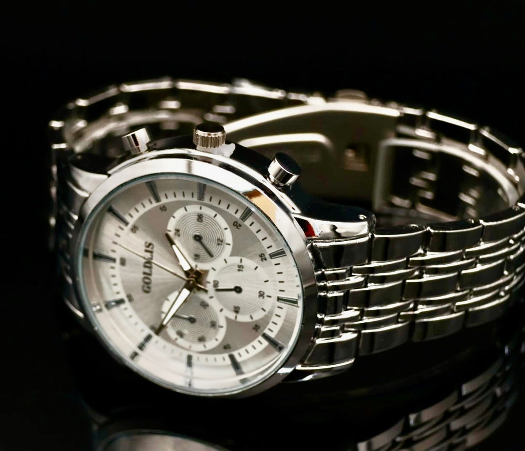 Herren Armband Männer Uhr Silber Farben Chrono Look * NEU * 251