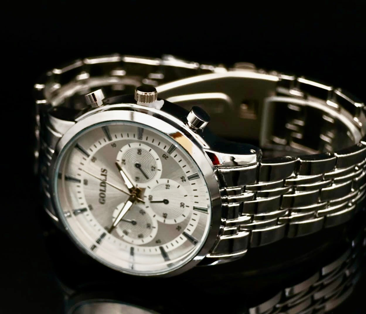 Herren Armband Männer Uhr Silber Farben Chrono Look * NEU * 251