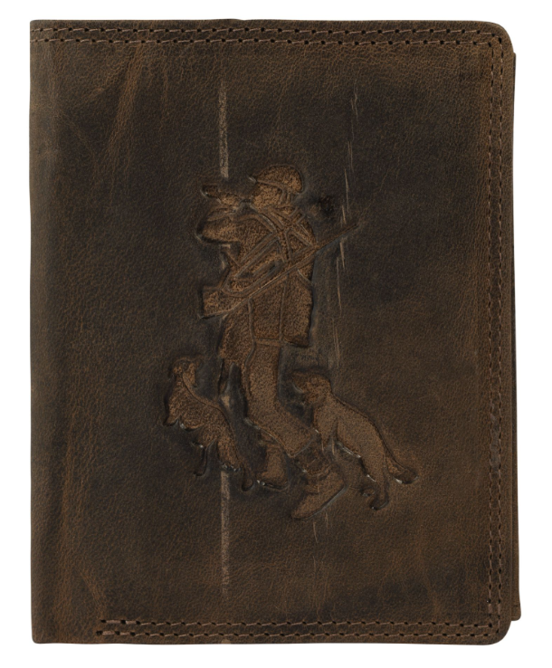 Akzent Basic Leder Geldbörse RFID Schutz Portemonnaie Braun Jäger Motiv 40