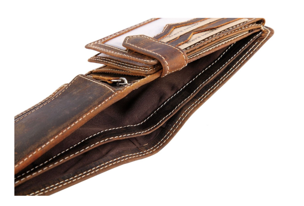 Akzent Rinds Leder Geldbörse Echtleder Portemonnaie Geldbeutel Querformat NEU3