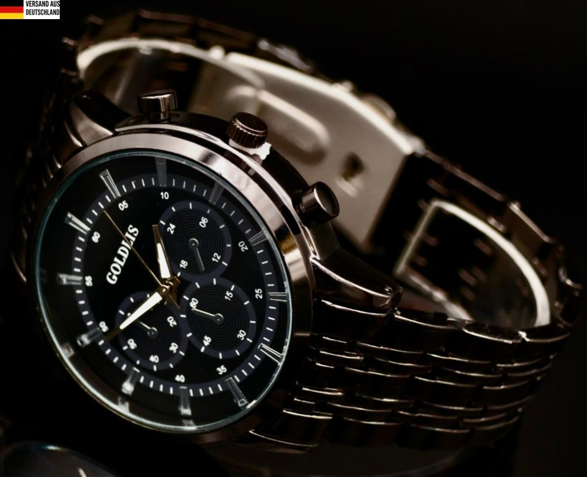 Mega Edle Herren Armband Männer Uhr im Keramik Look Chrono Look NEU0