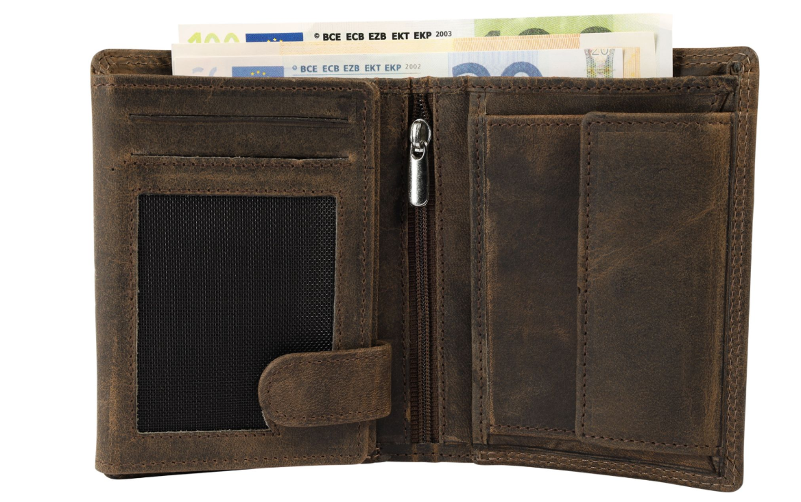 Akzent Leder Geldbörse RFID Schutz Echtleder Portemonnaie Anker Motiv Braun 21