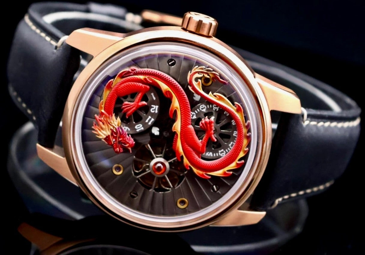 OBLVLO 3D JM-Dragon Automatik Herrenuhr 42mm Edelstahl Saphirglas Skeleton NEU2