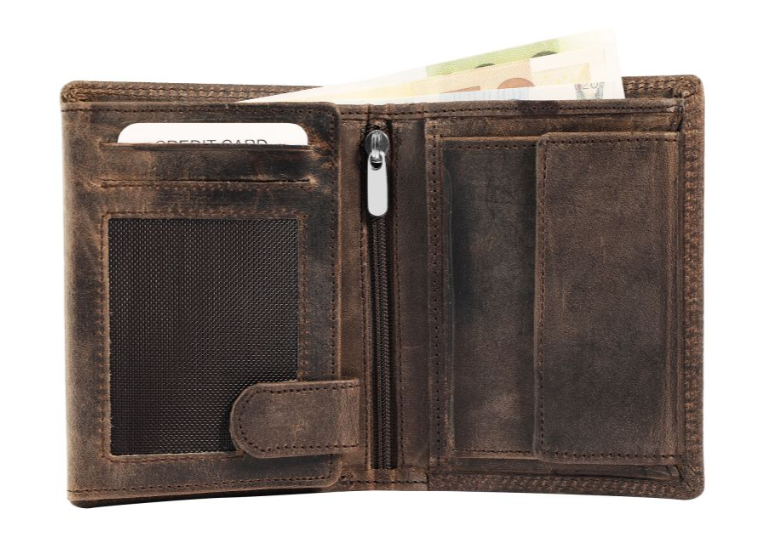 Akzent Leder Portemonnaie Geldbörse Portmonee Echtleder Dunkel Braun RFID Schutz1