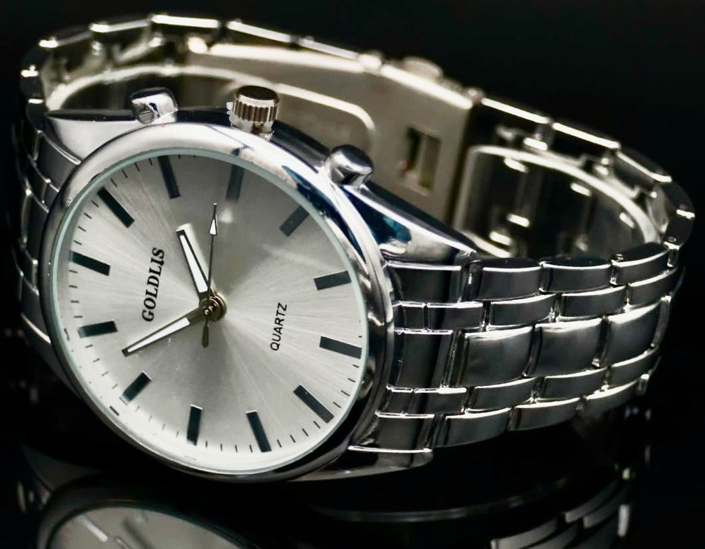 Edle Herren Armband Männer Uhr  Silber Farben NEU1