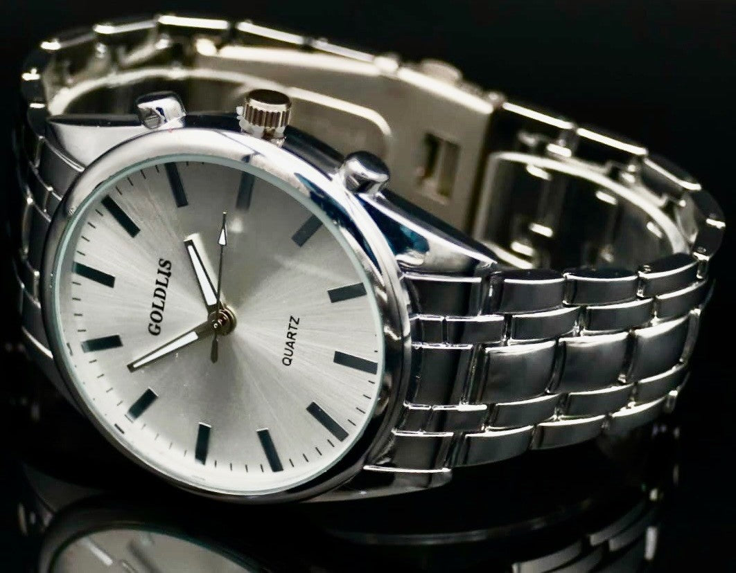 Edle Herren Armband Männer Uhr  Silber Farben NEU1