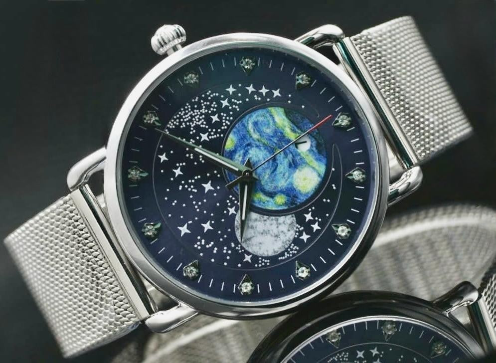 SKM - HERREN - UHR - WELTRAUM GALAXY ZIFFERNBLATT - MILANAISEBAND - 44MM - NEU1