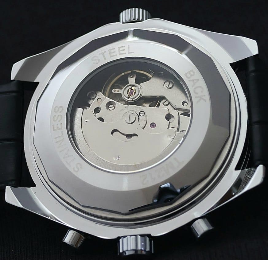 XL JARAGAR Herrenuhr Herren Automatik Uhr Silber Schwarz Farben mit Lederarmband2