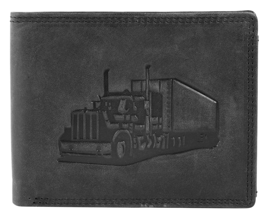 Akzent Leder Geldbörse RFID Echtleder Portemonnaie Geldbeutel Truck Schwarz0