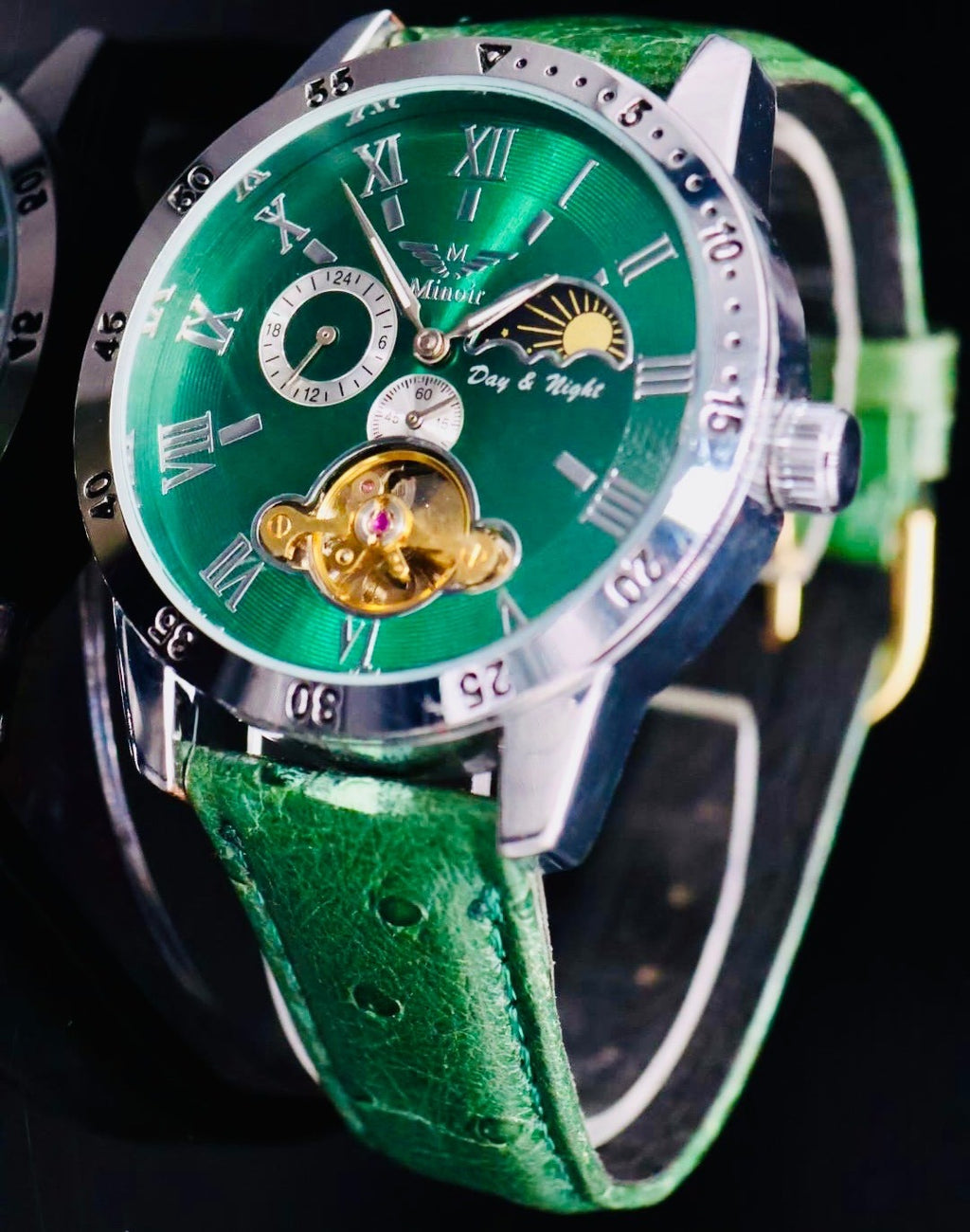 Edle Minoir Avignon Herren Uhr Automatikuhr Grün Farben Armbanduhr Herrenuhr0