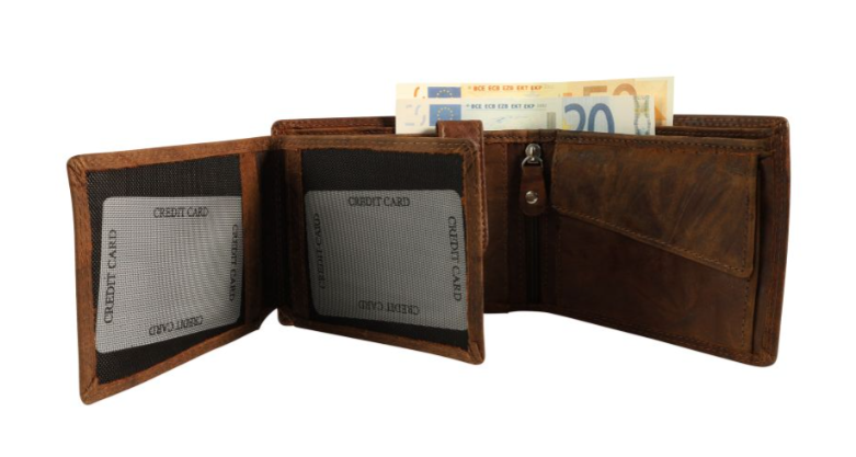 Akzent Leder Braun Portemonnaie Geldbeutel Portmonee Echtleder Unisex Neu 72