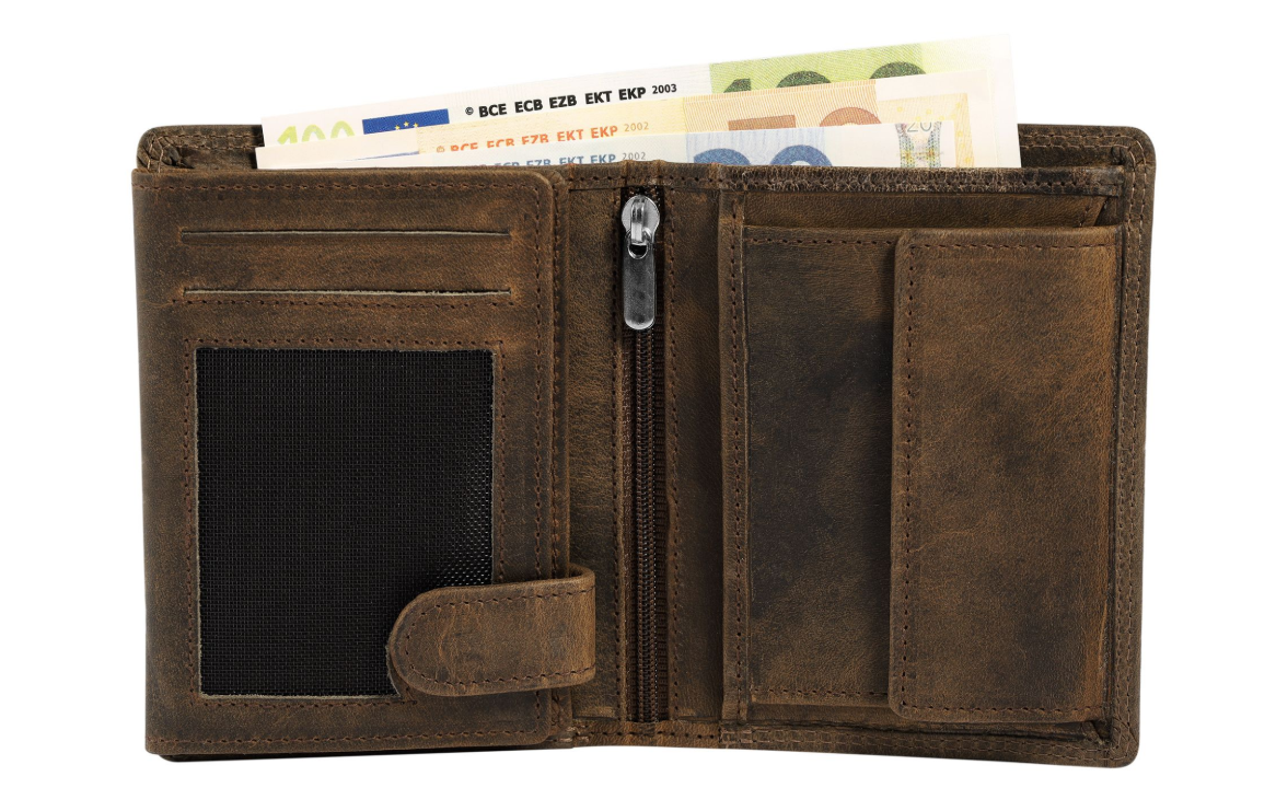 Akzent Leder Geldbörse RFID Schutz  Echtleder Portemonnaie Traktor Motiv Braun 11