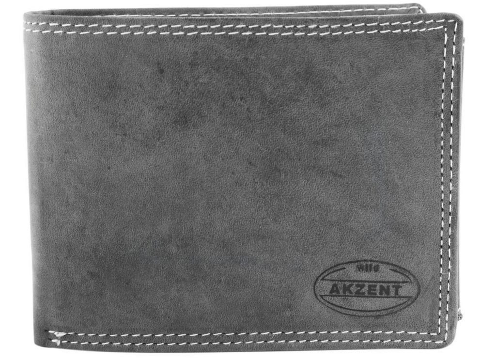 Akzent Rinds Leder Geldbörse Echtleder Portemonnaie Geldbeutel 12 X 10 CM Grau0