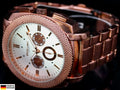Edle Excellanc Herren Männer Armband Uhr Weiß Rosé Farben Herrenuhr Chrono-Look0