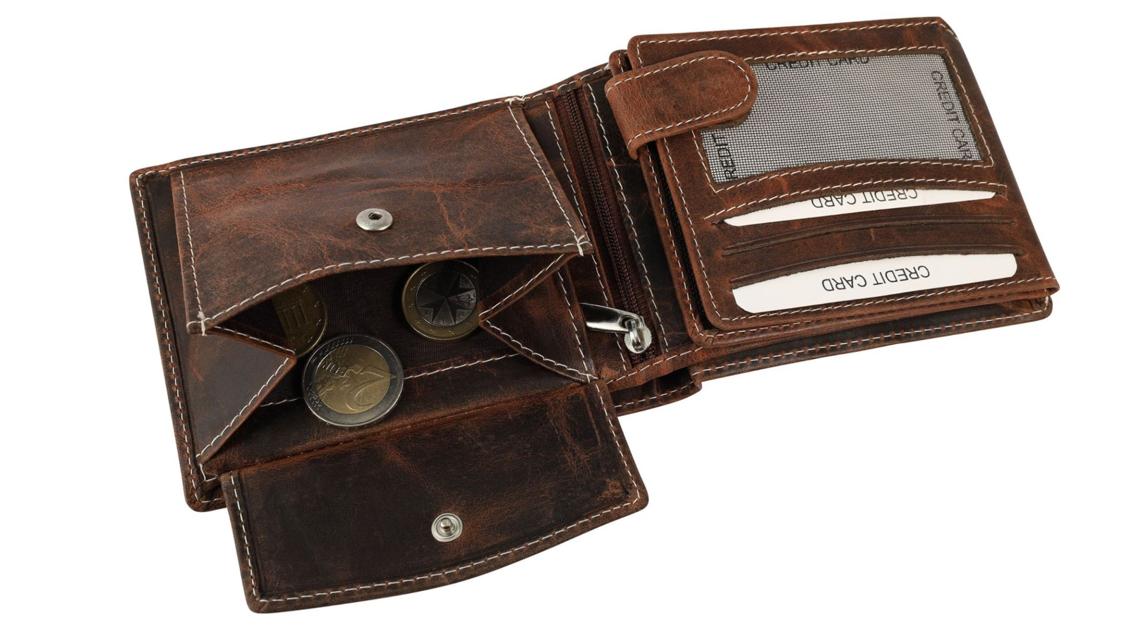 Akzent Unisex Synthetikleder Geldbörse Portemonnaie Geldbeutel hellbraun NEU3