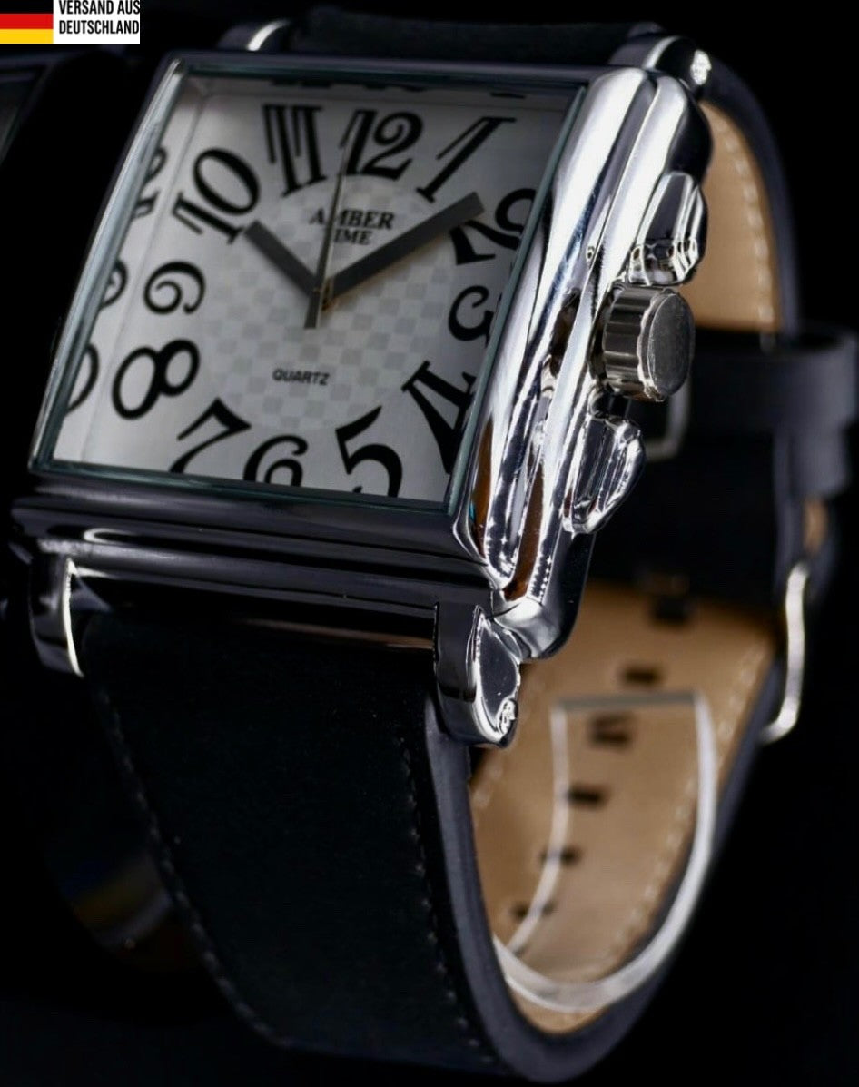 XL Herren Armband Männer Uhr Schwarz Analog Quarz0