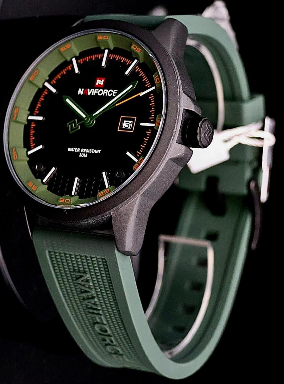 Naviforce Sportliche Herren Männer Uhr Silikon Armbanduhr Grün Schwarz Farben0