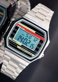 Klassische Digital Herren Uhr Edelstahl Armbanduhr Stoppuhr Wecker Beleuchtung0