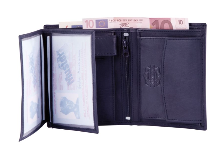 Excellanc Unisex Leder Portemonnaie Geldbeutel Echtleder Dunkelblau Portmonee 31