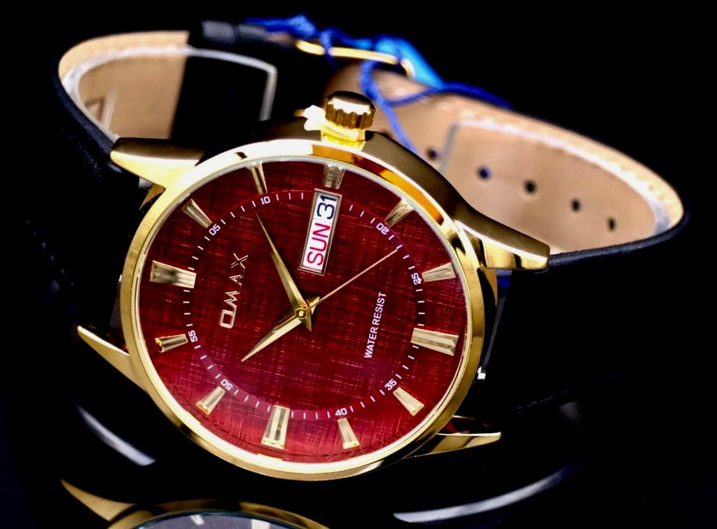 Omax Herren Armband Uhr Herrenuhr Datum Flaches Design SLIM IP Veredelt Slim *740