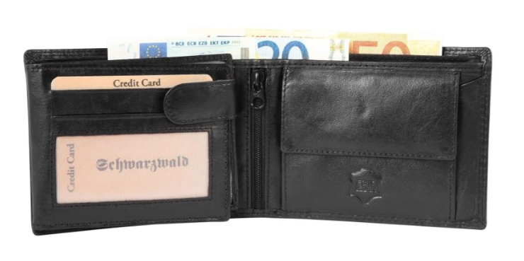 Schwarzwald Leder Portemonnaie Geldbeutel Portmonee Echtleder Schwarz Motiv1