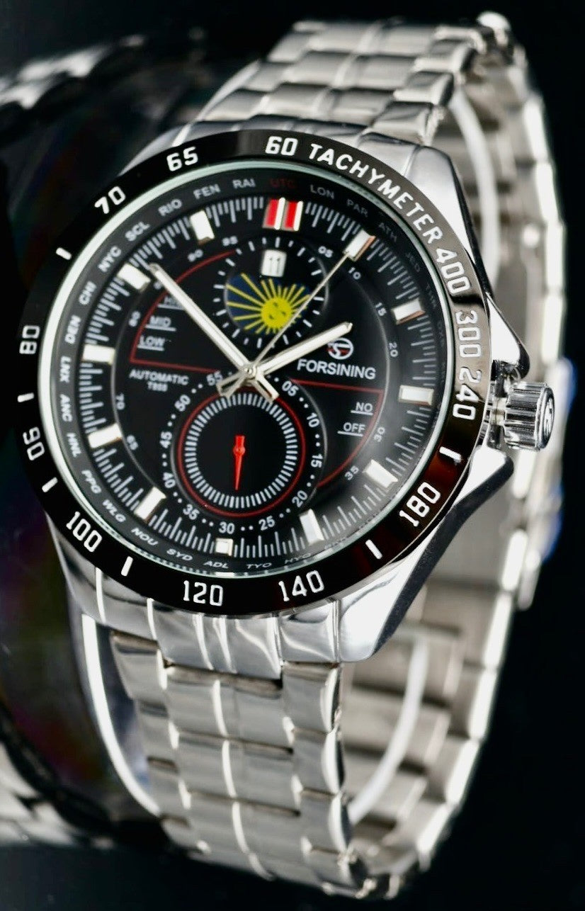 Mega Exklusive Herren Männer Automatik Uhr Schwarz Silber Farben Top Design Neu1